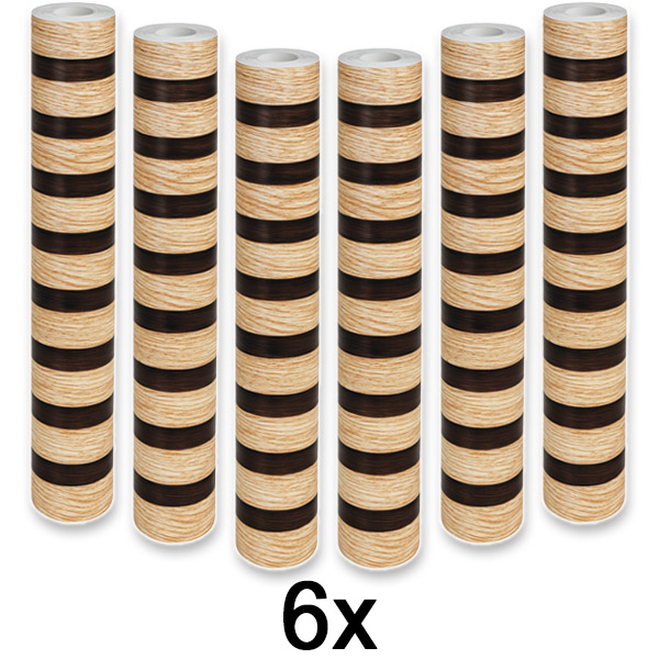6x Holzoptik-Wandaufkleber – 300 x 45 cm, PVC, abziehen und aufkleben | LINEWALL