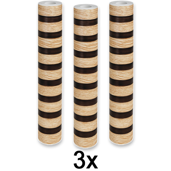 3x Holzoptik-Wandaufkleber – 300 x 45 cm, PVC, abziehen und aufkleben | LINEWALL