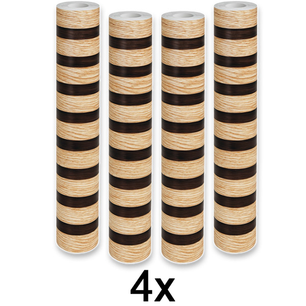 4x Holzoptik-Wandaufkleber – 300 x 45 cm, PVC, abziehen und aufkleben | LINEWALL
