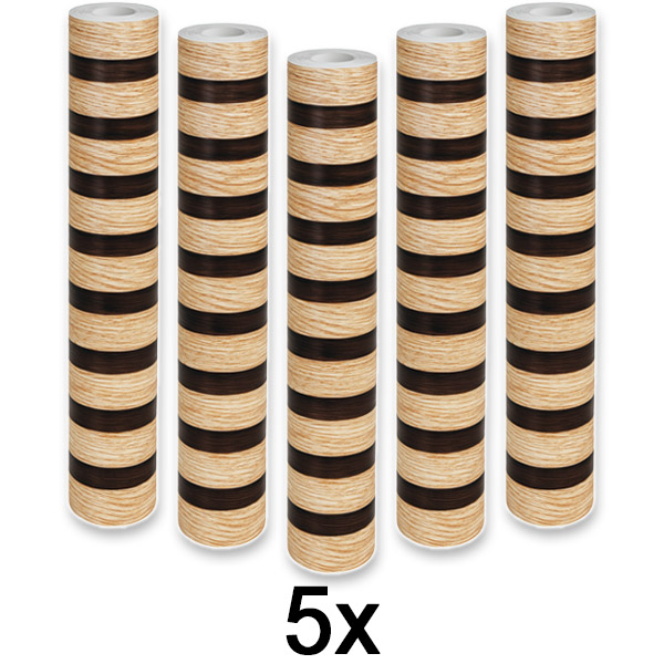 5x Holzoptik-Wandaufkleber – 300 x 45 cm, PVC, abziehen und aufkleben | LINEWALL